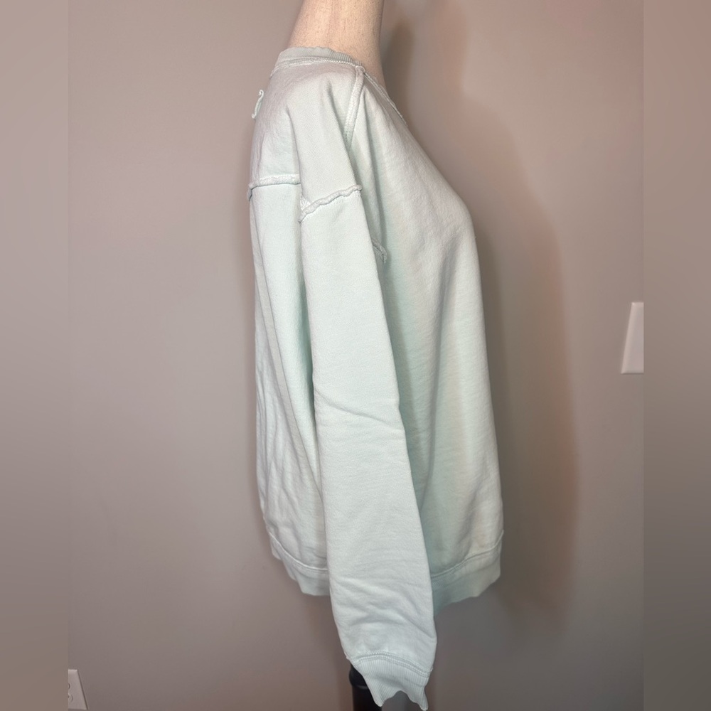 NWT sz S Free People We the Free Wallace Pullover sweatshirt in Sea Mist - Picture 5 of 12
